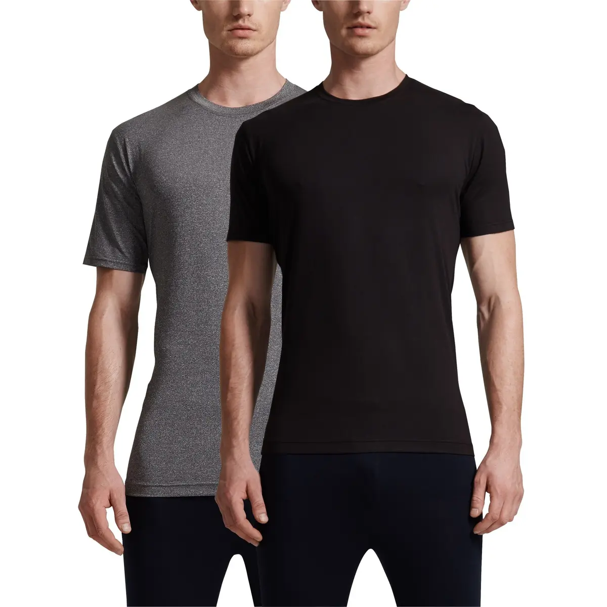 32 Degrees Weatherproof Mens Short Sleeve Crew Neck Cool Tee, 2 Pack, Black & Heather Grey | Moisture-Wicking & Quick Dry (70-120c) - main product image