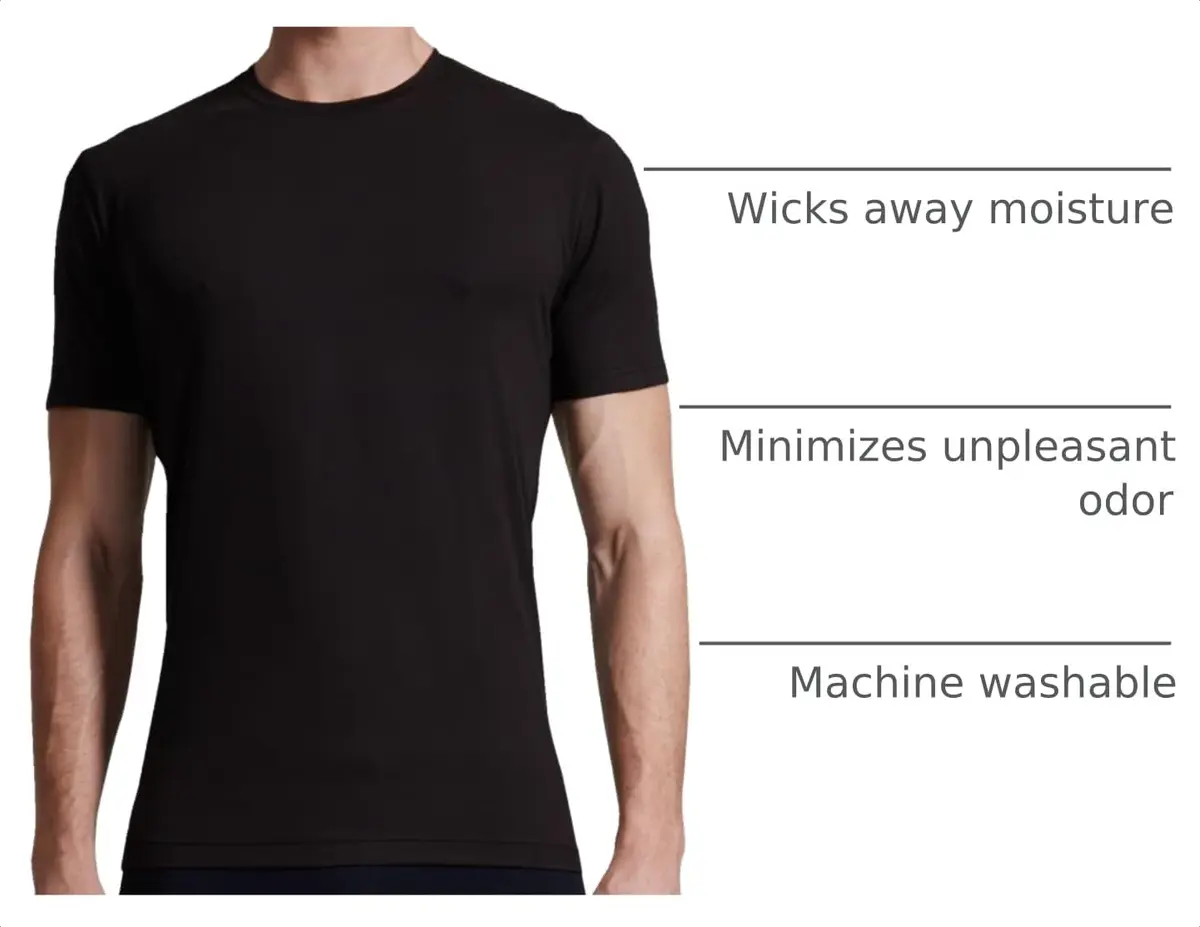 32 Degrees Weatherproof Mens Short Sleeve Crew Neck Cool Tee, 2 Pack, Black & Heather Grey | Moisture-Wicking & Quick Dry (70-120c) - view 4