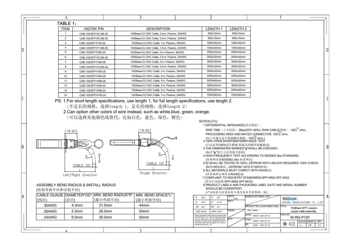 10Gtek SFP+ DAC Twinax Cable 2m (6.6ft) | Passive 10Gbps Direct Attach Copper Cable - view 8