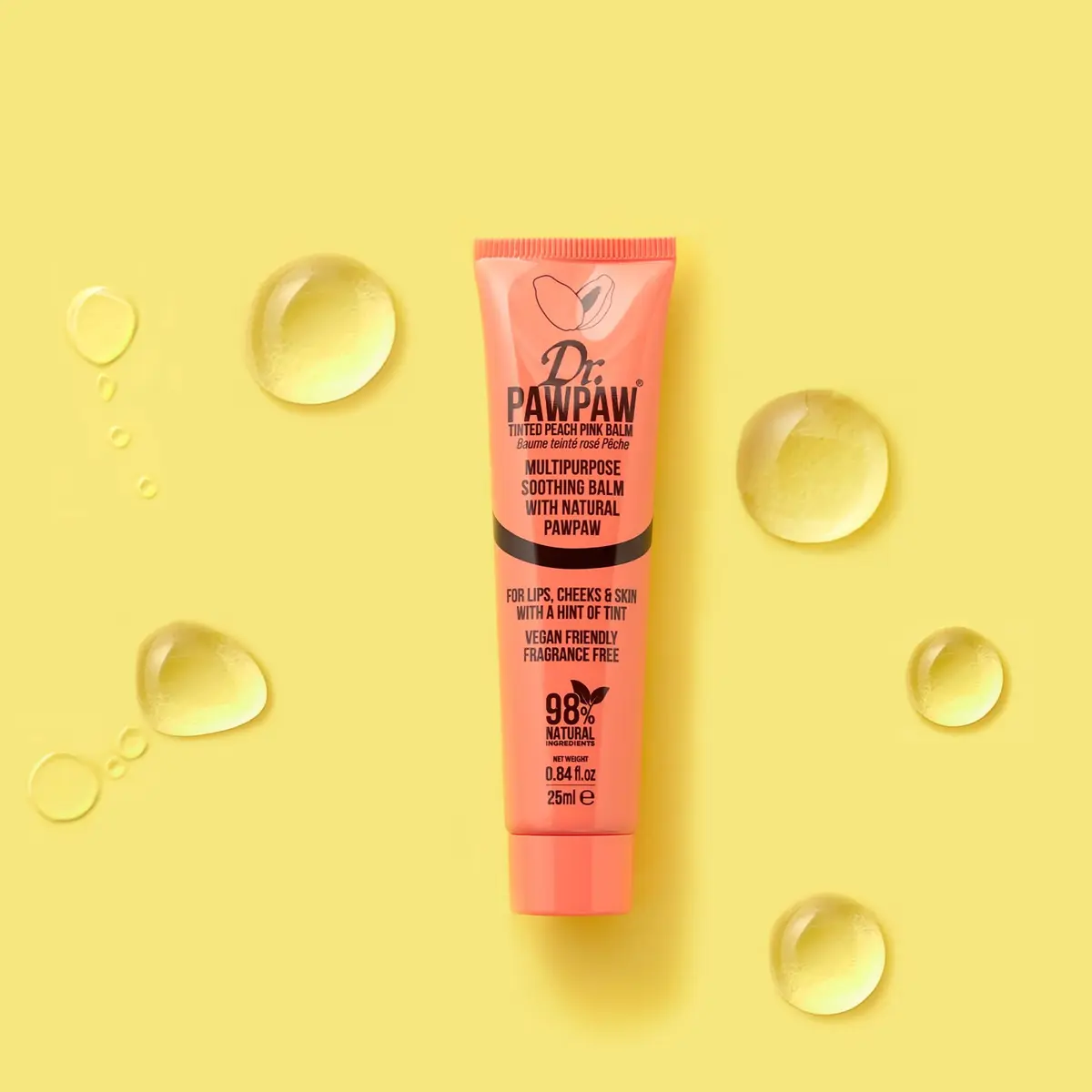 Dr. PAWPAW ORIGINAL BALM Tinted Peach Pink 0.84oz | Multi-Purpose Lip & Cheek Tint for Sensitive Skin - view 8
