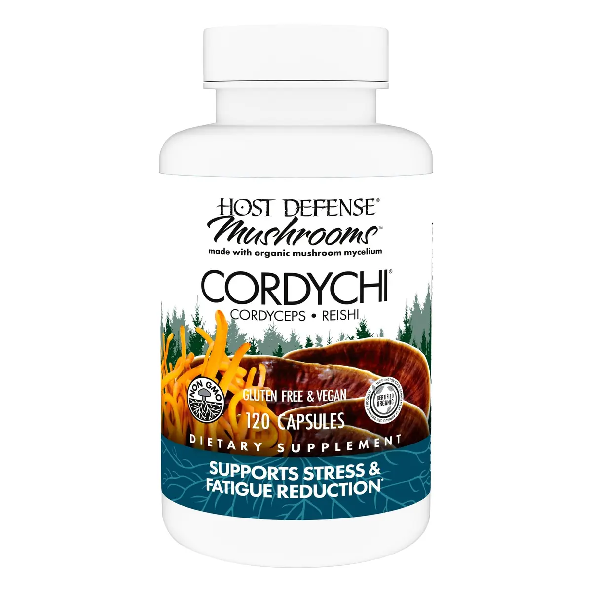 Host Defense CordyChi Capsules 120 Count | Immune Support & Energy Boost with Cordyceps & Reishi - main product image