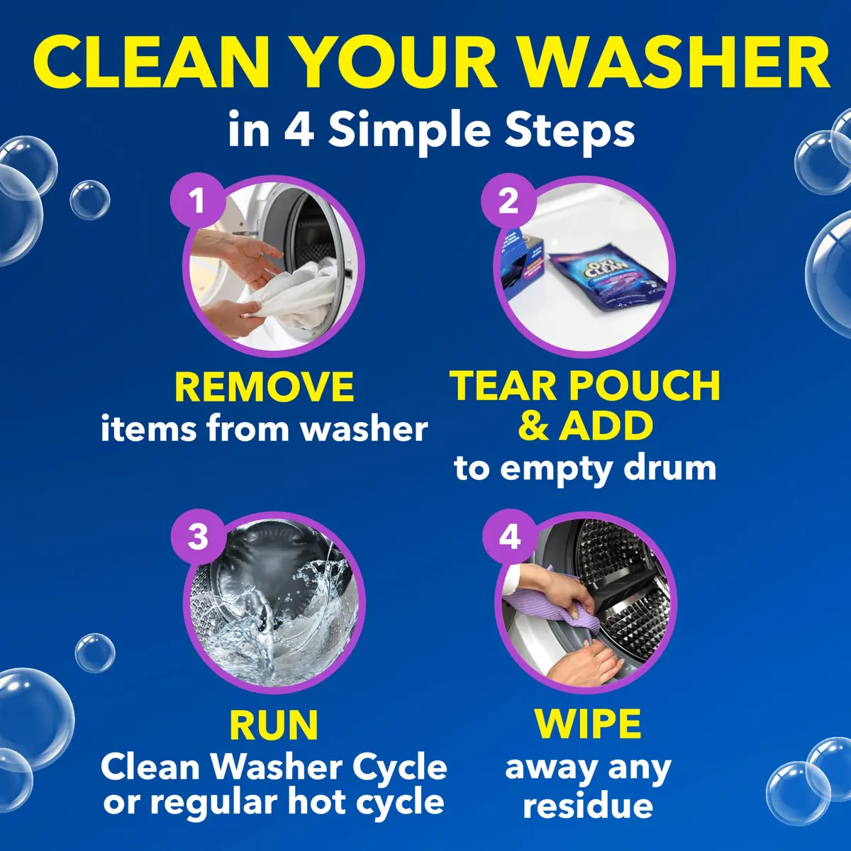 OxiClean Washing Machine Cleaner with Odor Blasters, 4 Count Pouches | Cleans Residues & Eliminates Odors - view 5