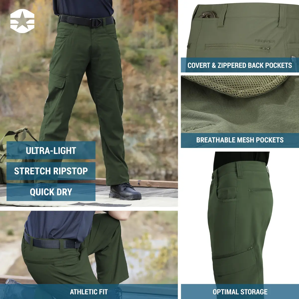 Propper Men's Summerweight Tactical Pant, Olive, 40 in x 30 in | Breathable, Quick-Dry, Multi-Pocket Men’s Work Pants - view 4