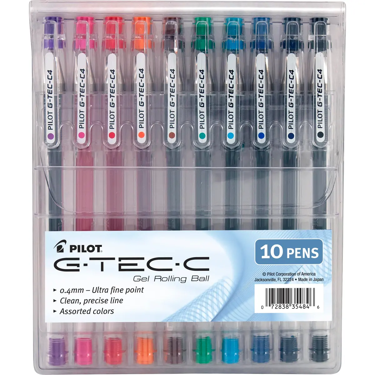 PILOT G-Tec-C Gel Ink Rollerball Pens Ultra Fine Point 0.4mm Assorted Colors 10-Pack Pouch | Smooth Ink Flow Writing Instrument - main product image
