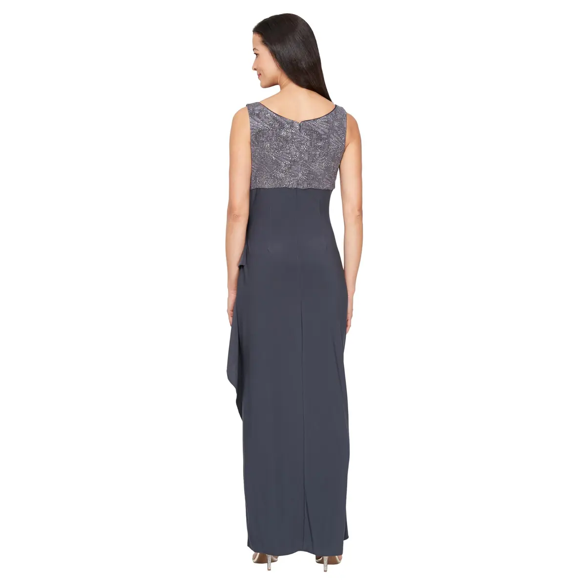 Alex Evenings Womens Empire Waist Bolero Jacket Dress (Petite & Regular) | Elegant Eveningwear in Smoke, Size 10P - view 4