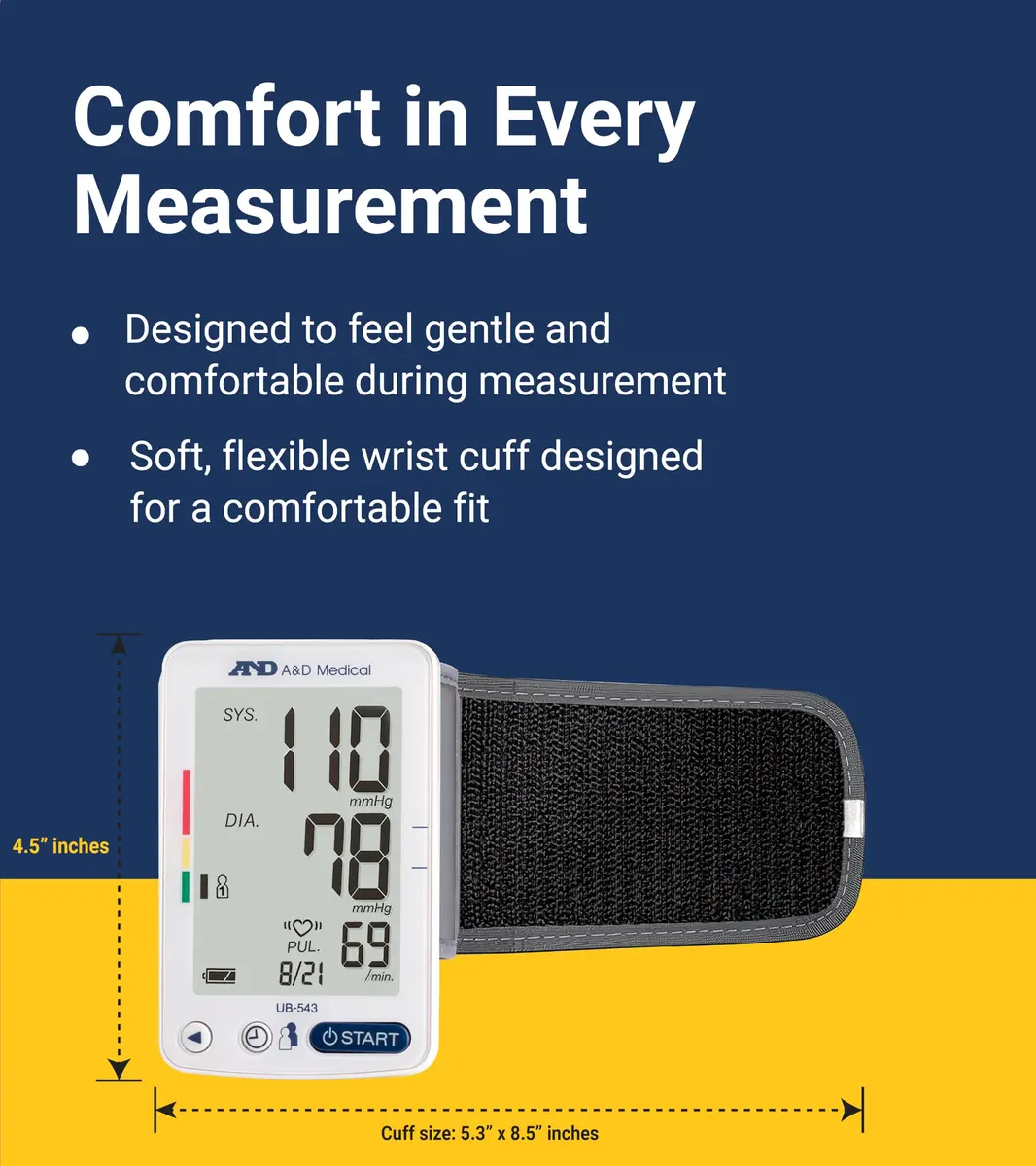 A&D Medical UB-543 Wrist Blood Pressure Monitor for Home Use | Accurate Multi-User Wrist BP Device - view 8