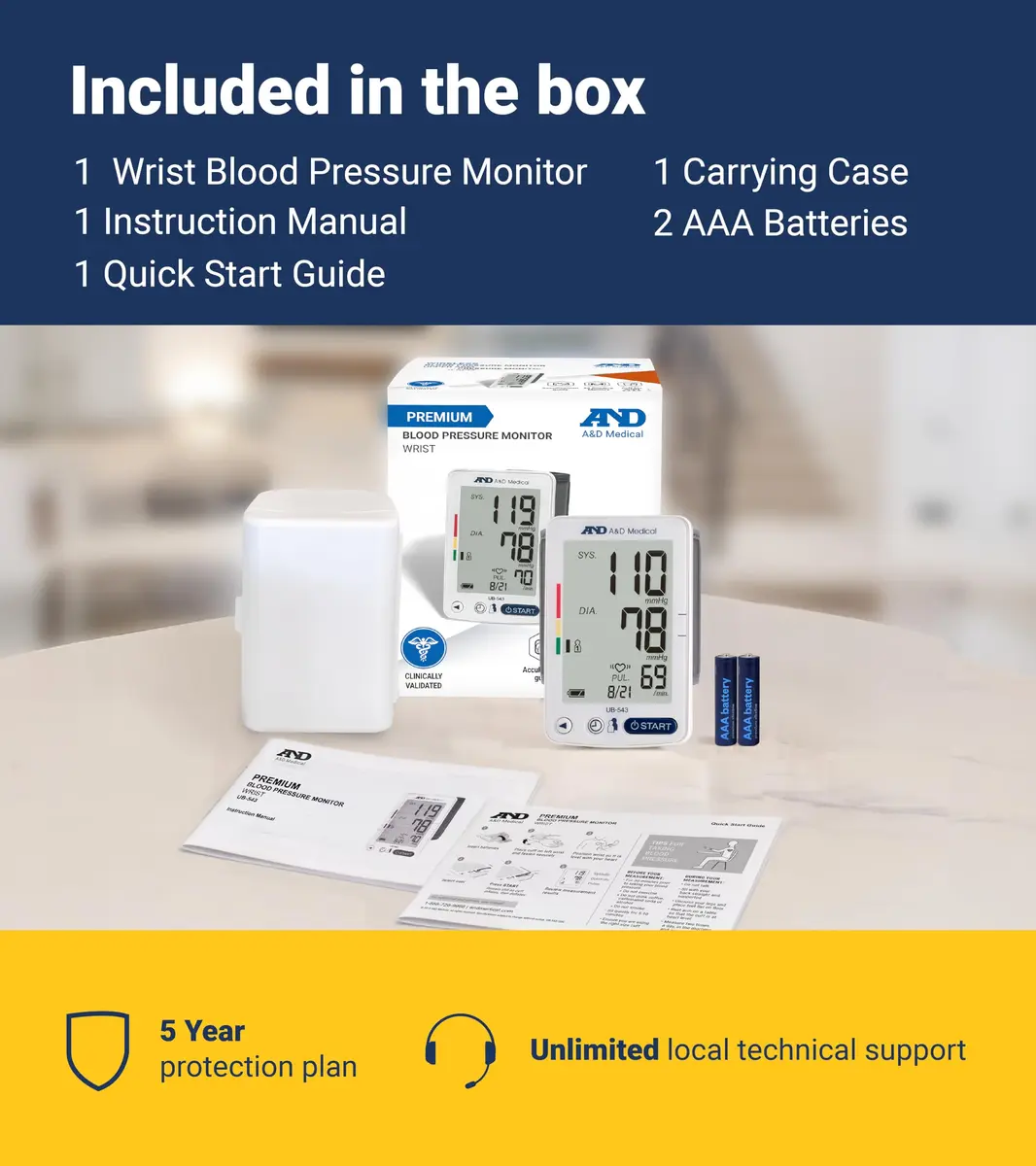 A&D Medical UB-543 Wrist Blood Pressure Monitor for Home Use | Accurate Multi-User Wrist BP Device - view 9