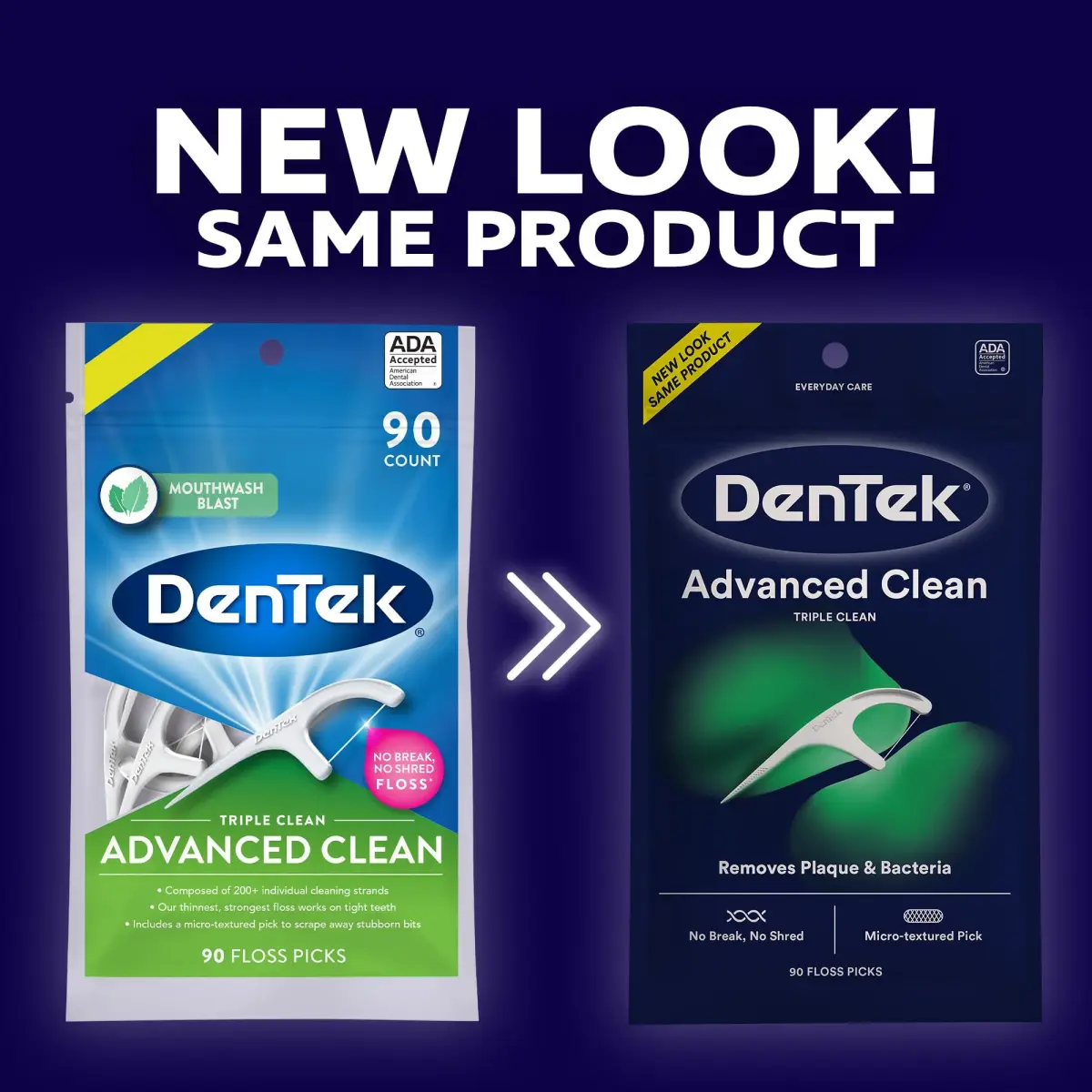 DenTek Triple Clean Advanced Clean Floss Picks, 90 Count | ADA Accepted, Fluoride-Infused Mint Flavor - view 2