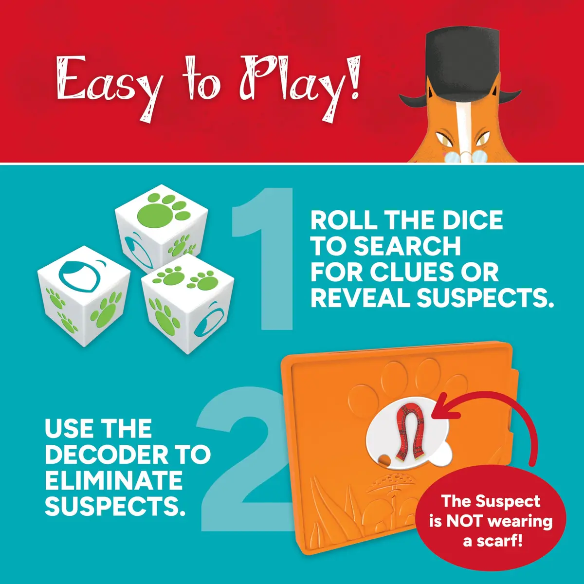 Gamewright Outfoxed! Cooperative Whodunit Board Game for Kids Ages 4-8, 4 Players | Educational Logic and Deduction Skills - view 3