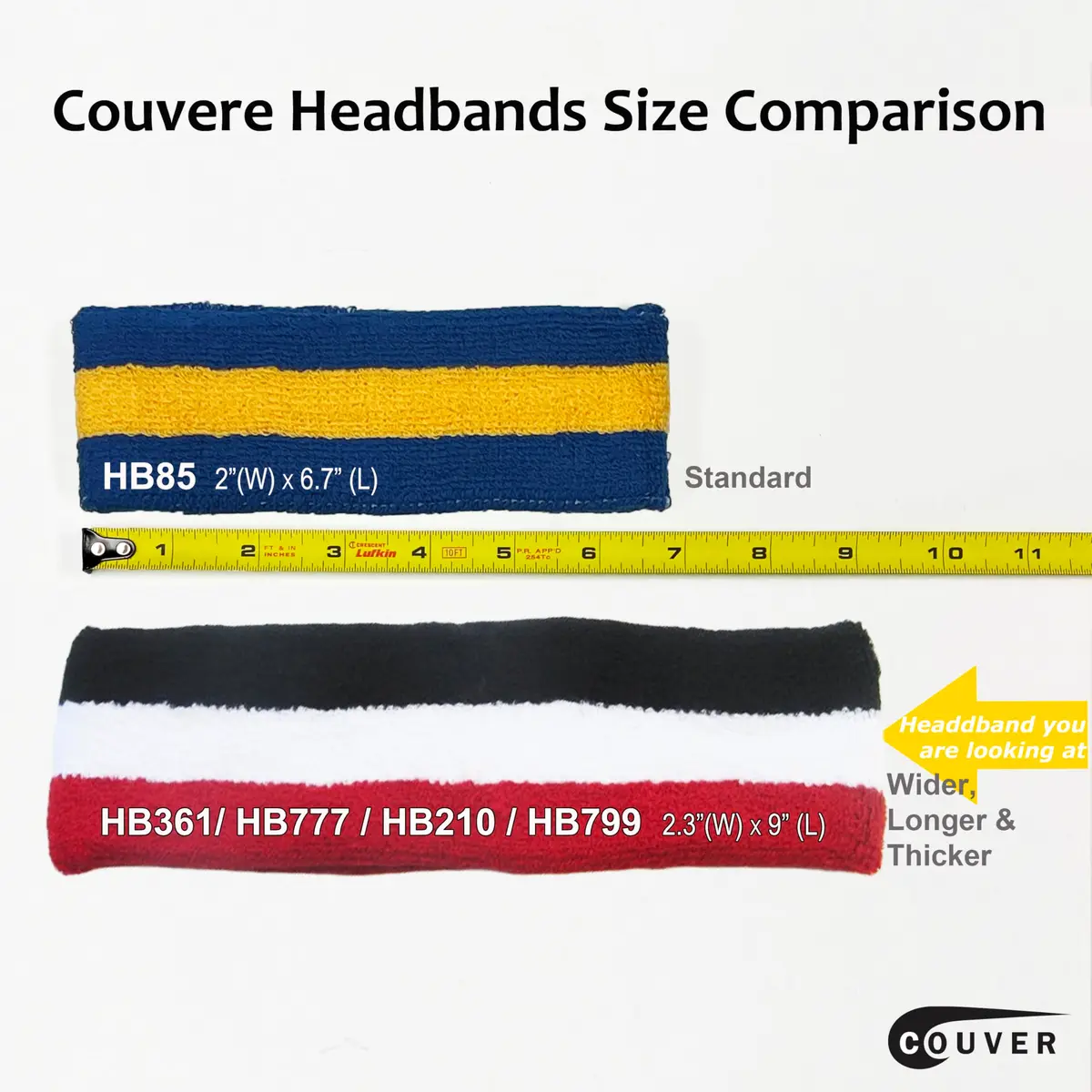 COUVER Sweatband Wide Basketball Headband 2.5 inch Cotton Blend | Heavy Sweat Absorption & Breathability - view 5