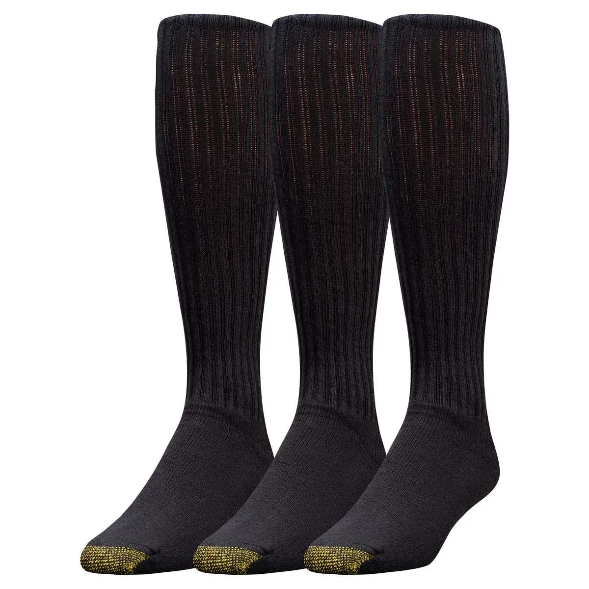 GOLDTOE Men's Ultra Tec Performance Over-The-Calf Athletic Socks, 3-Pairs, Black (Large) | Moisture Control & Durability - main product image