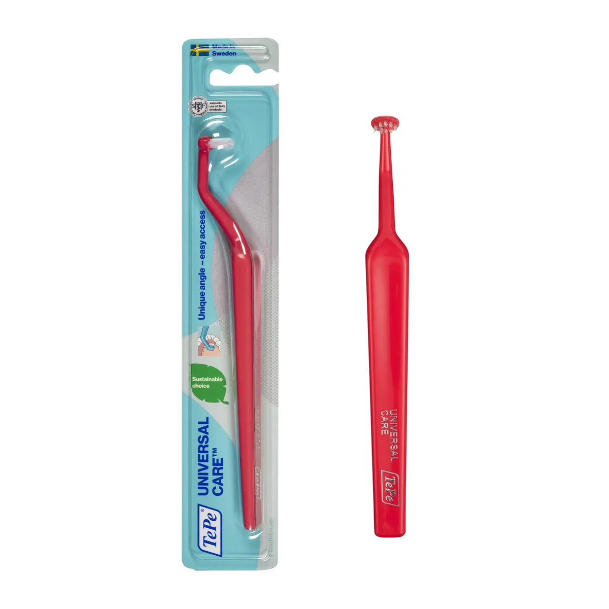 TePe Universal Care Angled Soft-Bristle Toothbrush, Small-Head Orthodontic Toothbrush | 1 Count (Pack of 1) - main product image
