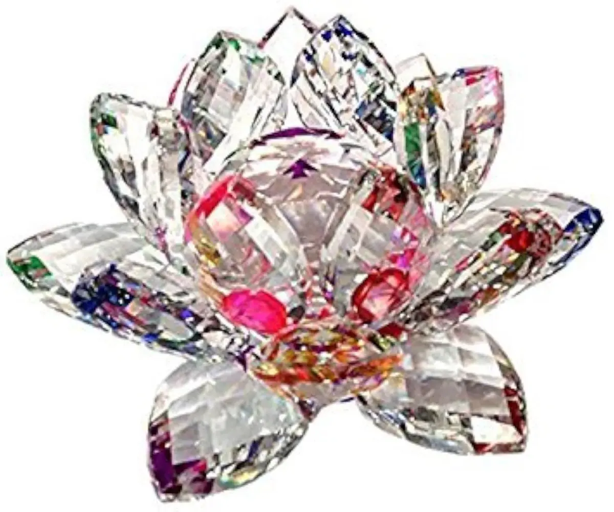 Amlong Crystal Sparkle Crystal Lotus Flower 12.7cm (5 inch) | Feng Shui Home Decor with Gift Box - view 2
