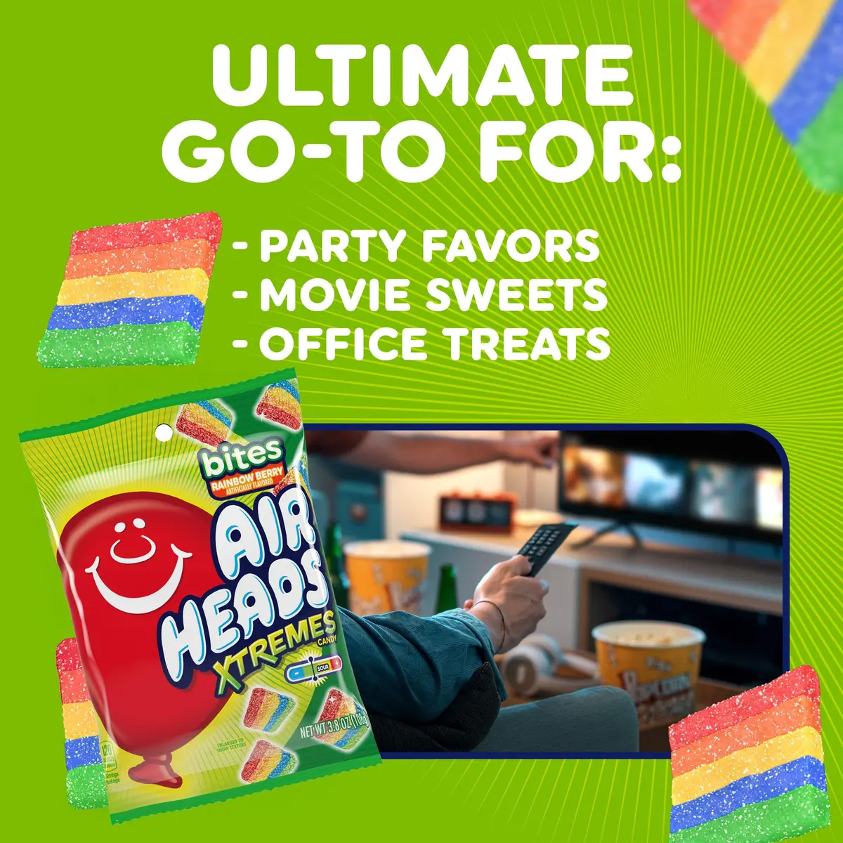 Airheads Xtremes Candy Bites, Rainbow Berry, 3.8 Ounce (12-Pack) | Fruity Sour Chewy Candy for Kids & Adults - view 6