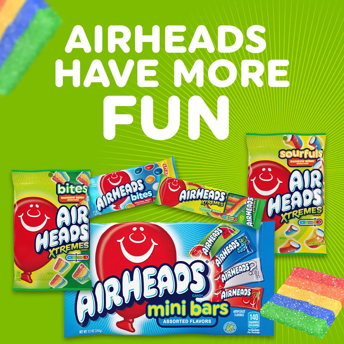 Airheads Xtremes Candy Bites, Rainbow Berry, 3.8 Ounce (12-Pack) | Fruity Sour Chewy Candy for Kids & Adults - view 9