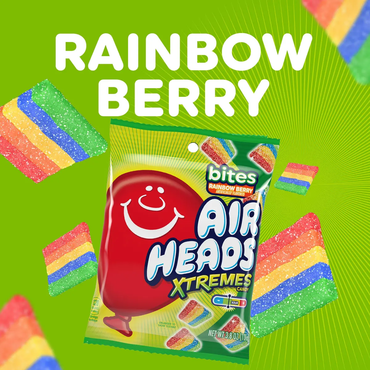 Airheads Xtremes Candy Bites, Rainbow Berry, 3.8 Ounce (12-Pack) | Fruity Sour Chewy Candy for Kids & Adults - view 2