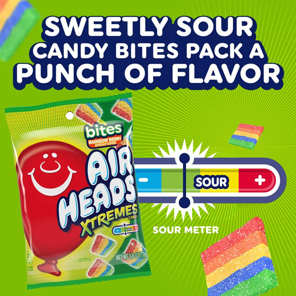 Airheads Xtremes Candy Bites, Rainbow Berry, 3.8 Ounce (12-Pack) | Fruity Sour Chewy Candy for Kids & Adults - view 3