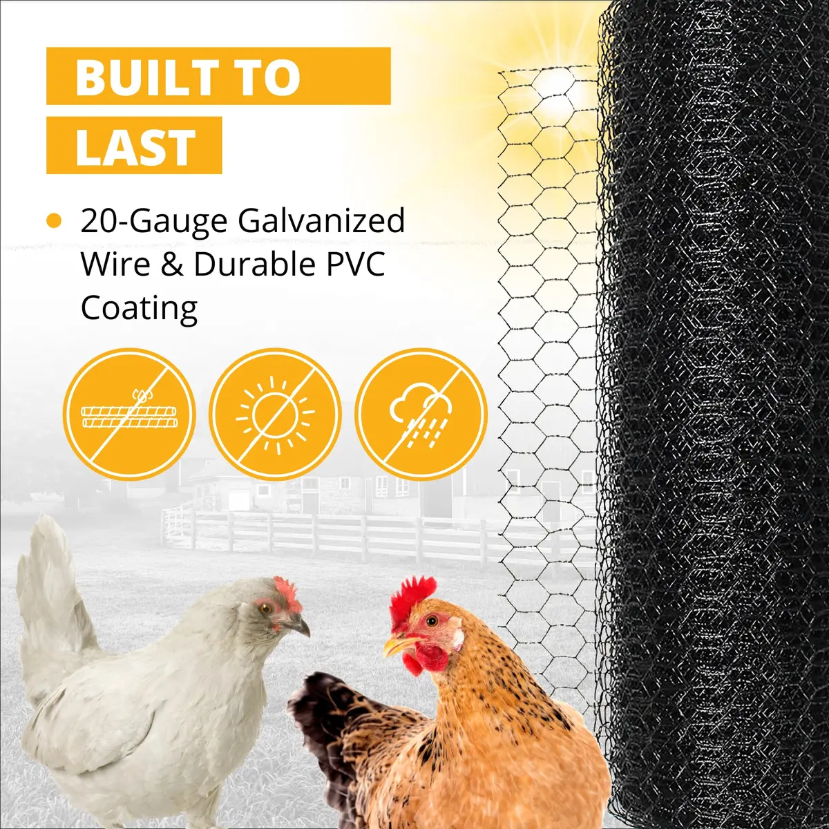 Stromberg's PVC-Coated Galvanized Wire Fencing, 3' x 100' Roll | Long-lasting, Weatherproof Poultry & Garden Barrier - view 3