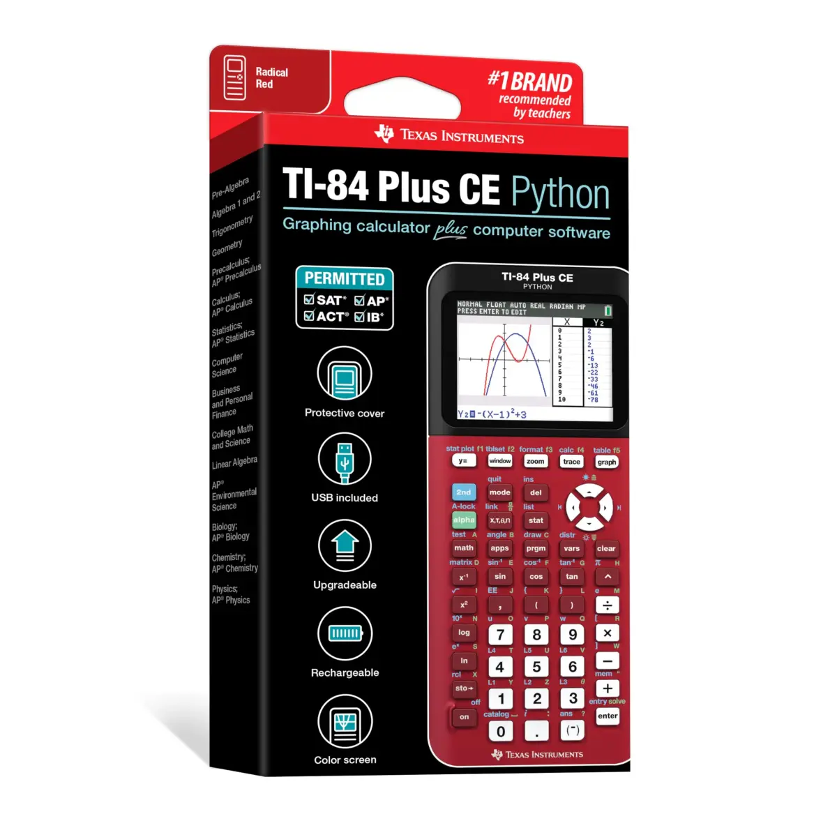 Texas Instruments TI-84 Plus CE Color Graphing Calculator, Radical Red, 2.8-inch Display | 220V Compatible - view 6