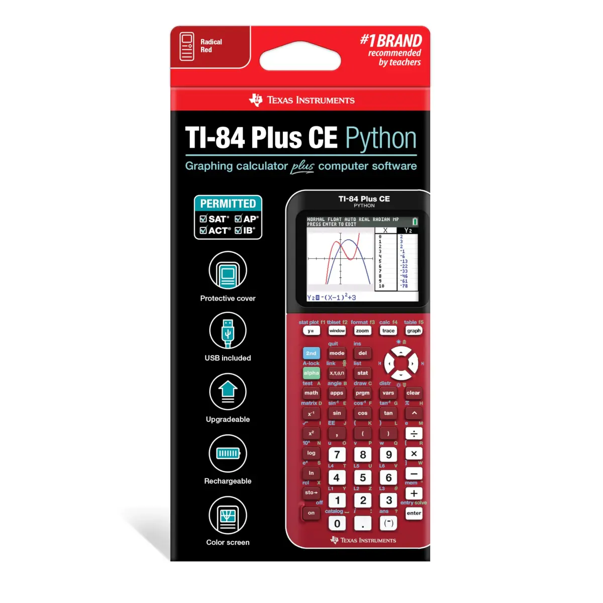 Texas Instruments TI-84 Plus CE Color Graphing Calculator, Radical Red, 2.8-inch Display | 220V Compatible - view 2