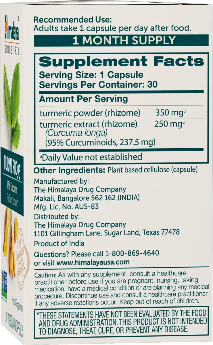 Himalaya Turmeric 95 Curcumin Supplement 600 mg | Supports Joint & Immune Health - view 2