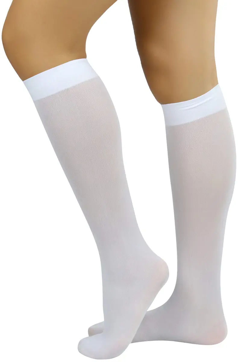 ToBeInStyle Women’s Opaque Knee High Nylon Socks White | Comfortable & Fashionable (70-120 chars) - view 3