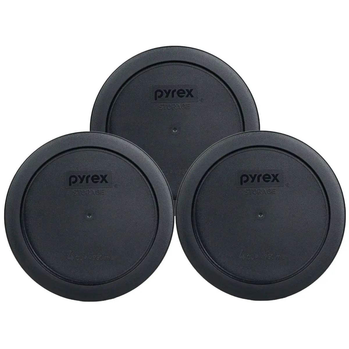Pyrex 7201-PC Replacement Lids for 4-Cup Glass Bowls, 950mL (3-Pack) | BPA-Free Plastic - main product image