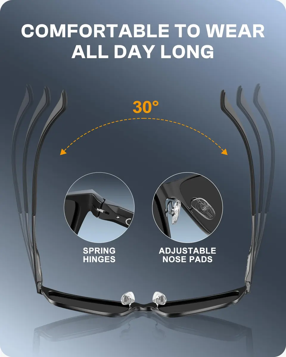 DUCO Polarized Square Sunglasses for Men 8207 | Lightweight Aluminum-Magnesium Frame, UV400 Polarized TAC Lenses - view 5