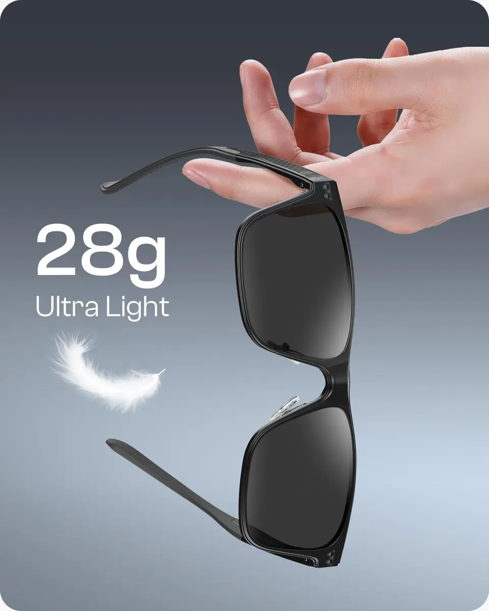 DUCO Polarized Square Sunglasses for Men 8207 | Lightweight Aluminum-Magnesium Frame, UV400 Polarized TAC Lenses - view 8