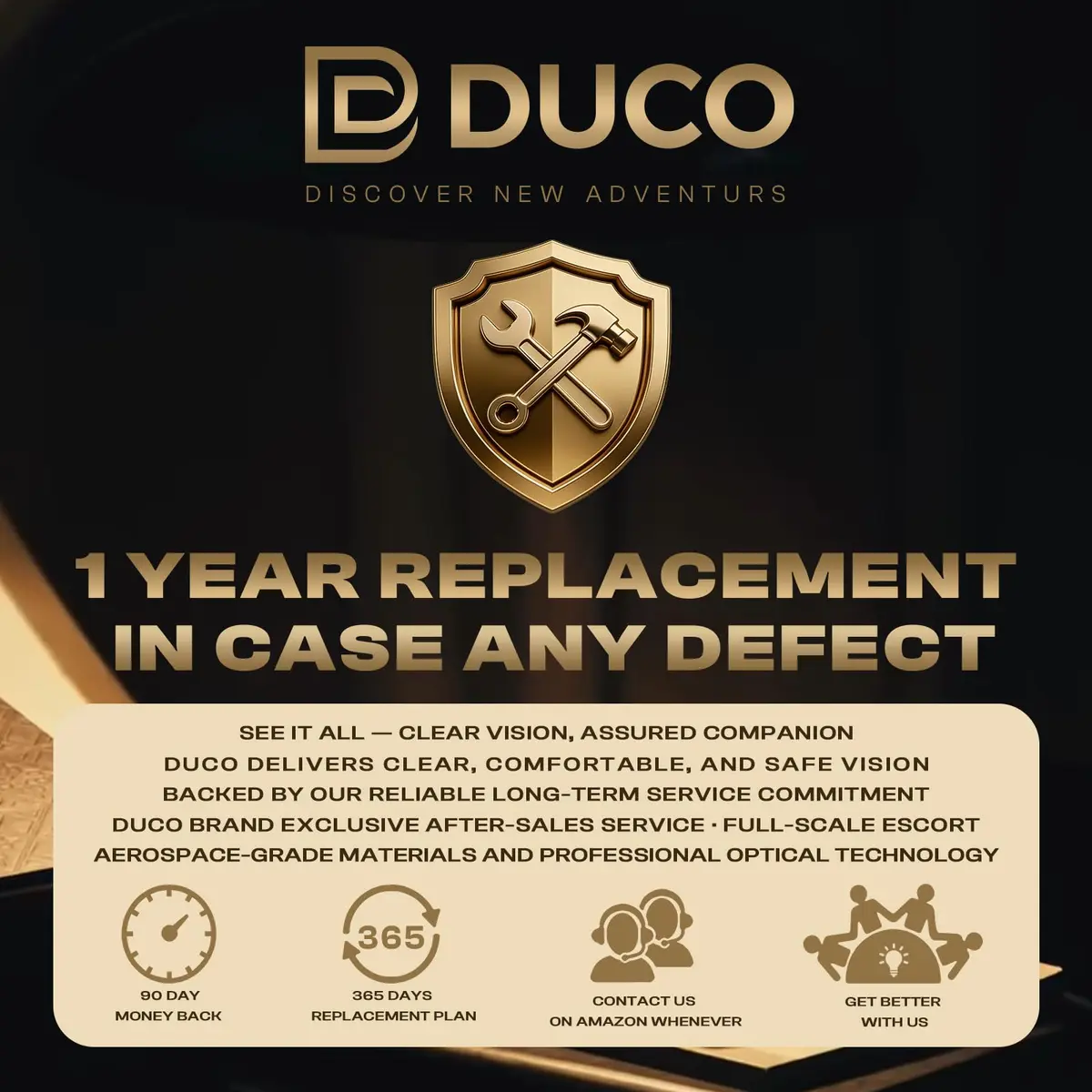 DUCO Polarized Square Sunglasses for Men 8207 | Lightweight Aluminum-Magnesium Frame, UV400 Polarized TAC Lenses - view 9