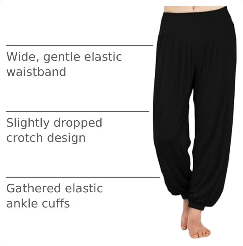 AvaCostume Women's Modal Yoga Pants Loose Harem Pants XXXL Black | Soft, Lightweight, Comfortable for Yoga & Lounge - view 4