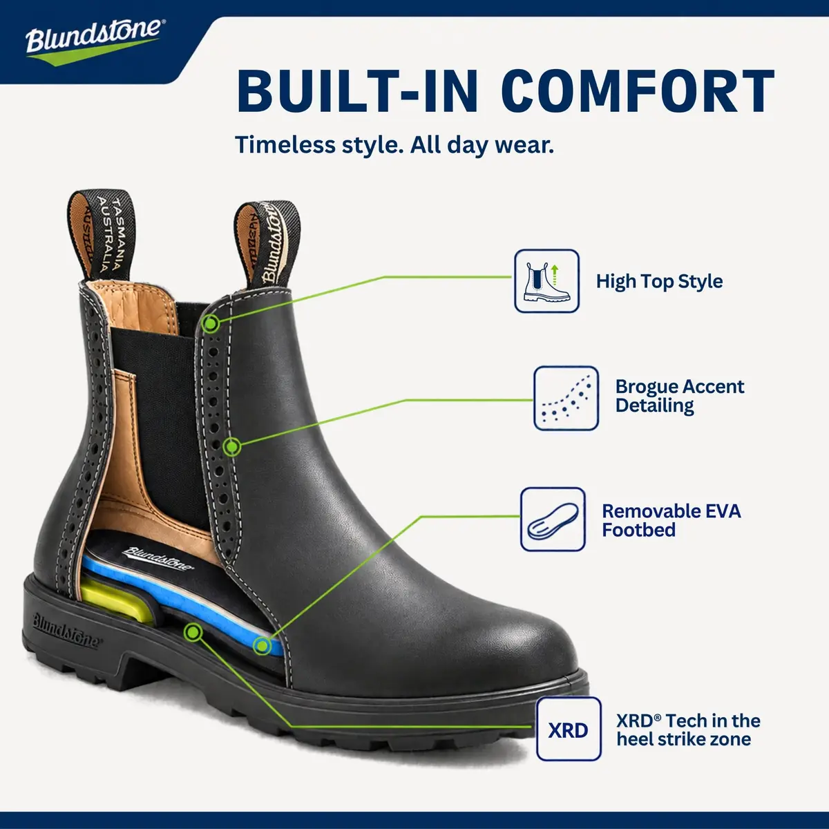 Blundstone Chelsea Boots Women Slip On High Top Ankle Boot Voltan Blk 4.5AU | Water-Resistant Leather, Cushioned Comfort - view 5
