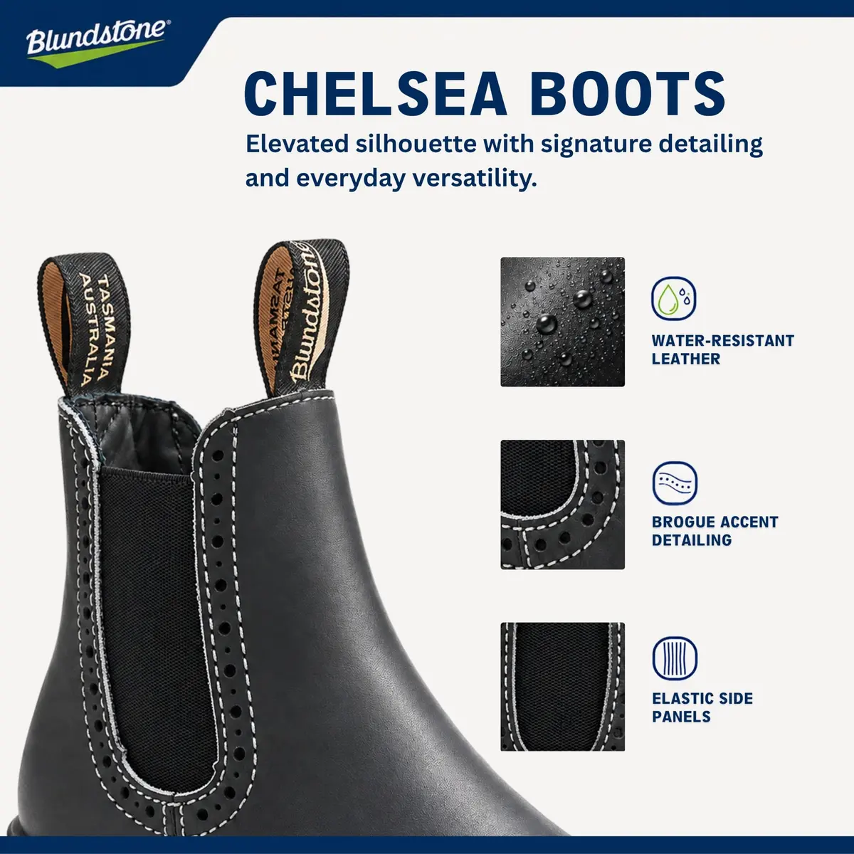 Blundstone Chelsea Boots Women Slip On High Top Ankle Boot Voltan Blk 4.5AU | Water-Resistant Leather, Cushioned Comfort - view 7