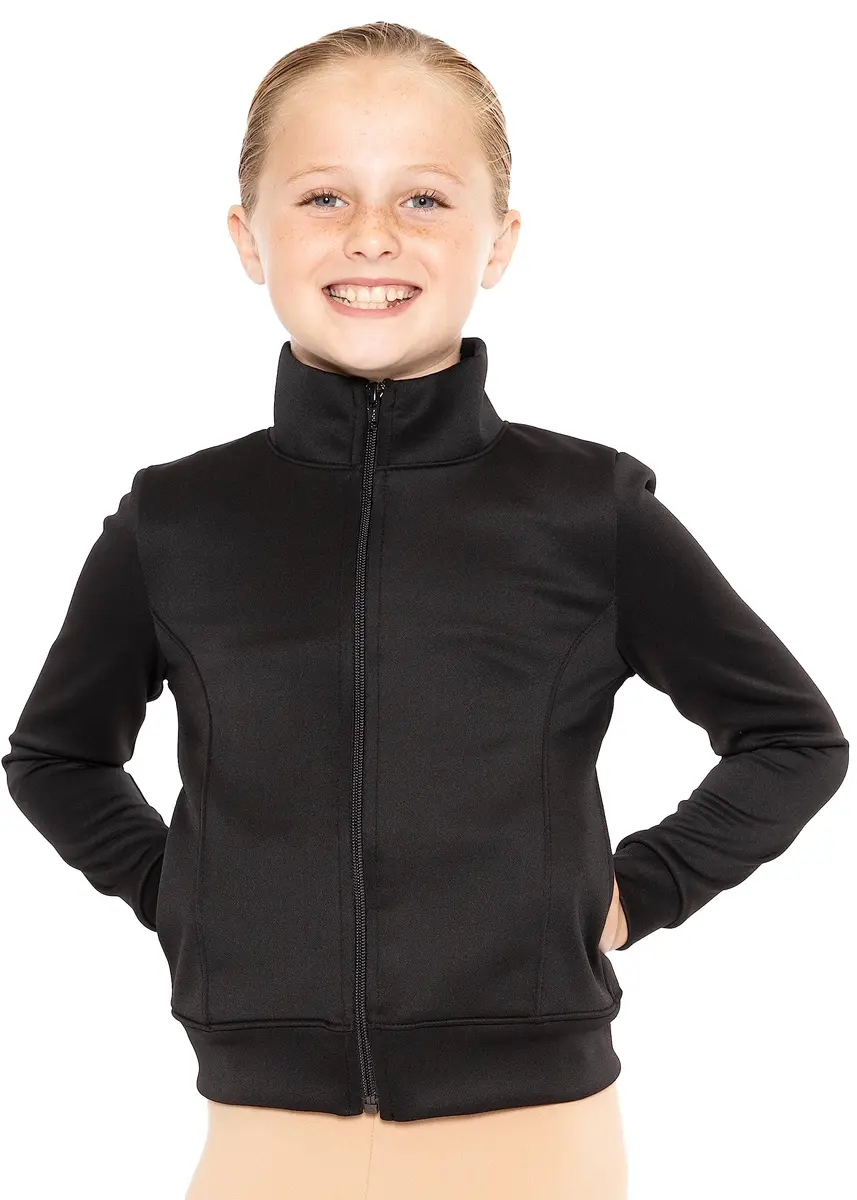 STRETCH IS COMFORT Girl's Cotton Warm Up Jacket Black 8 | All-Day Comfort & Style - main product image