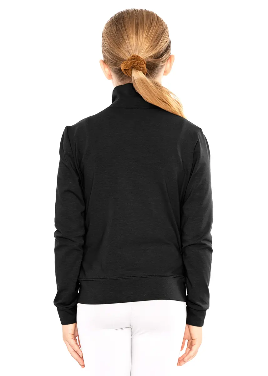 STRETCH IS COMFORT Girl's Cotton Warm Up Jacket Black 8 | All-Day Comfort & Style - view 3