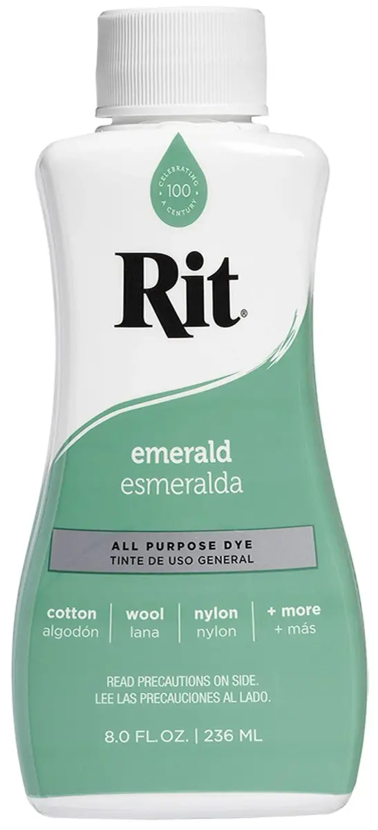 Rit All-Purpose Liquid Fabric Dye, Emerald Green 237ml (8 Fl Oz) - Vibrant Color for Cotton, Linen, Silk, Wool, Rayon, Nylon - main product image