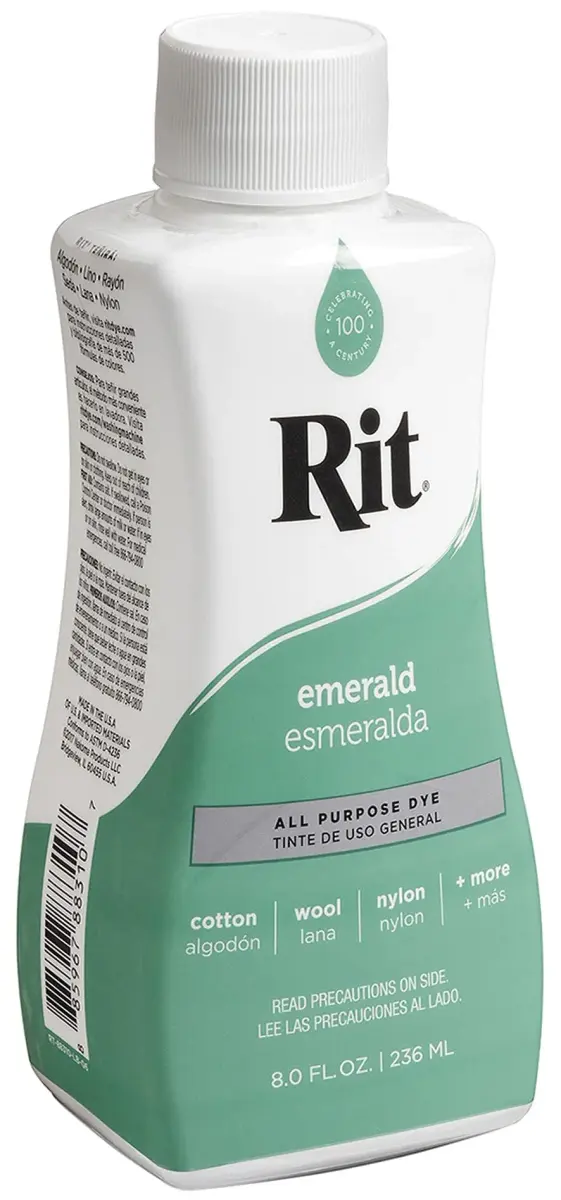 Rit All-Purpose Liquid Fabric Dye, Emerald Green 237ml (8 Fl Oz) - Vibrant Color for Cotton, Linen, Silk, Wool, Rayon, Nylon - view 2