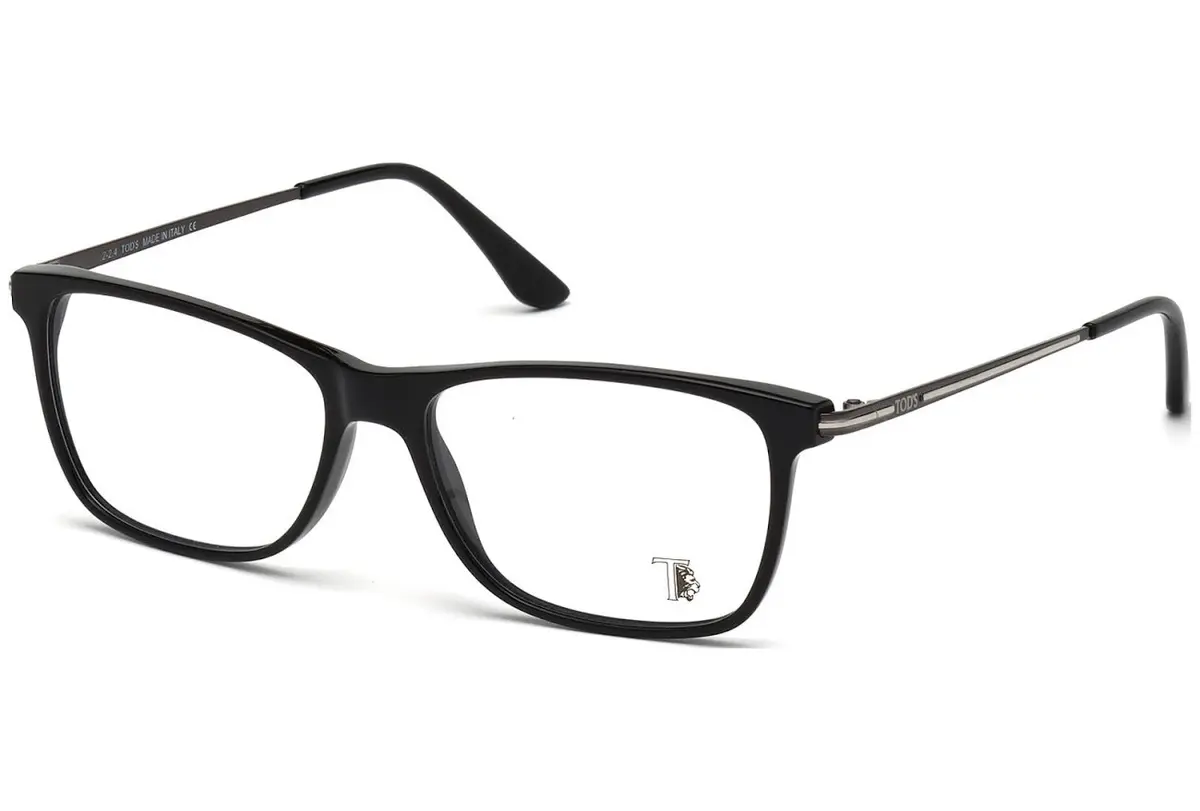 Tod's Eyeglass Frames - Shiny Black, 54 mm Lens Diameter | Modern Rectangle Style for Men - main product image