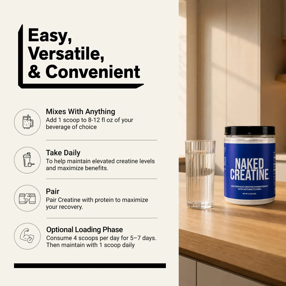 NAKED Pure Micronized Creatine Monohydrate Powder 1000g (35.2 oz) | NSF Certified Vegan Muscle Building Supplement - view 6