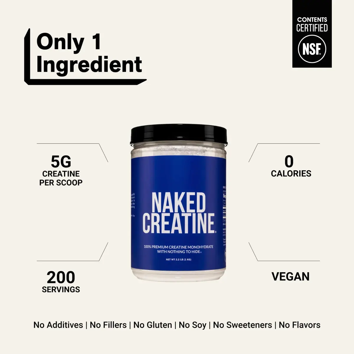 NAKED Pure Micronized Creatine Monohydrate Powder 1000g (35.2 oz) | NSF Certified Vegan Muscle Building Supplement - view 3