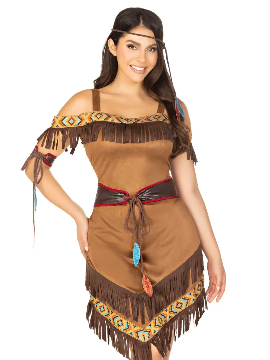 Leg Avenue Native Princess Costume X-Large | 4 Piece Halloween Outfit with Fringe & Leaf Accents - main product image