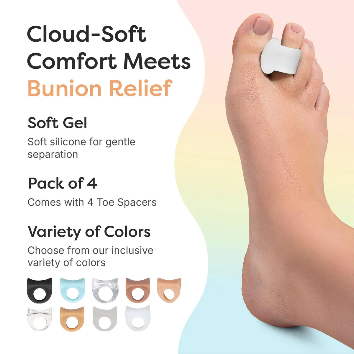 ZenToes Gel Toe Spacers for Bunions & Overlapping Toes | Reposition & Comfort Support (70-120 chars) - view 5