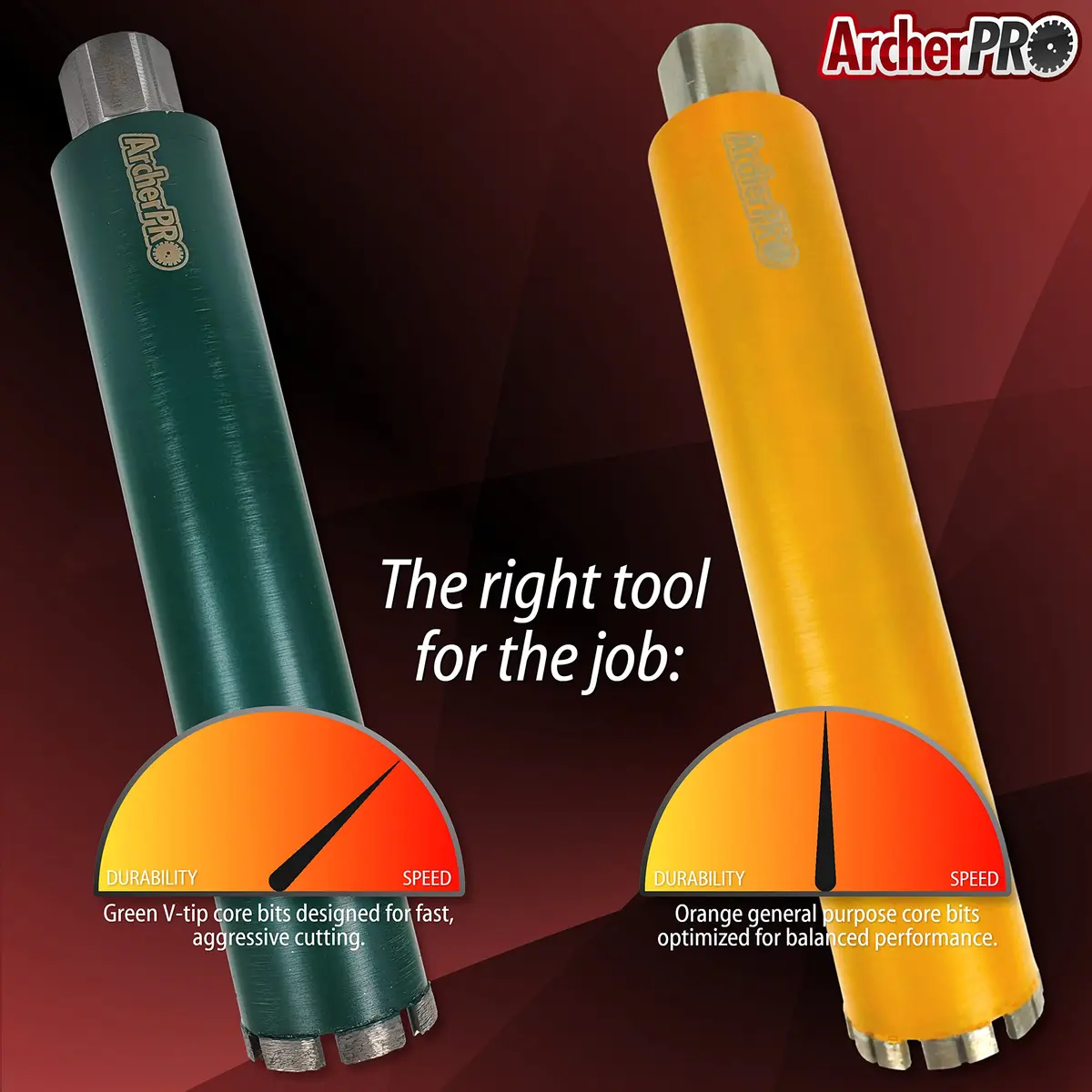 ArcherPro 5 in. Diamond Turbo Core Drill Bit for Concrete & Masonry | 14 in. Depth, 1-1/4 in. -7 Arbor, Dry & Wet Use - view 2
