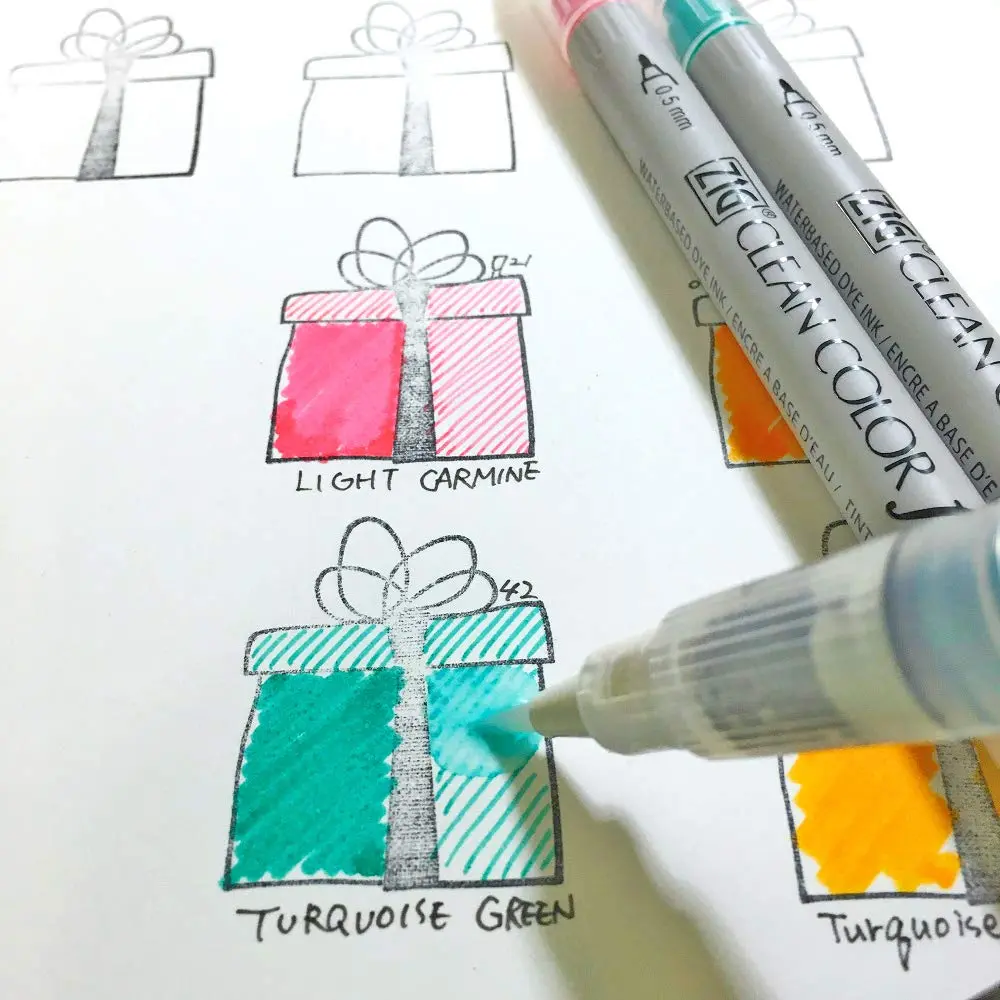 Kuretake ZIG CLEAN COLOR f, 24 Water-Based Twin-Tip Markers | Suitable for Dark Paper & Illustration - view 6