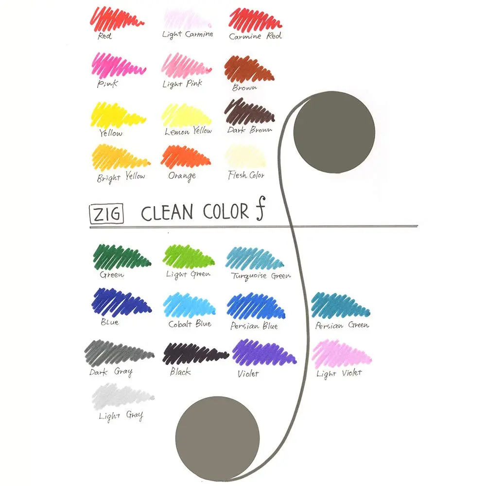 Kuretake ZIG CLEAN COLOR f, 24 Water-Based Twin-Tip Markers | Suitable for Dark Paper & Illustration - view 2