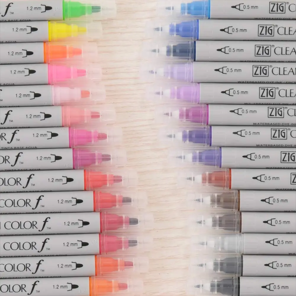 Kuretake ZIG CLEAN COLOR f, 24 Water-Based Twin-Tip Markers | Suitable for Dark Paper & Illustration - view 3