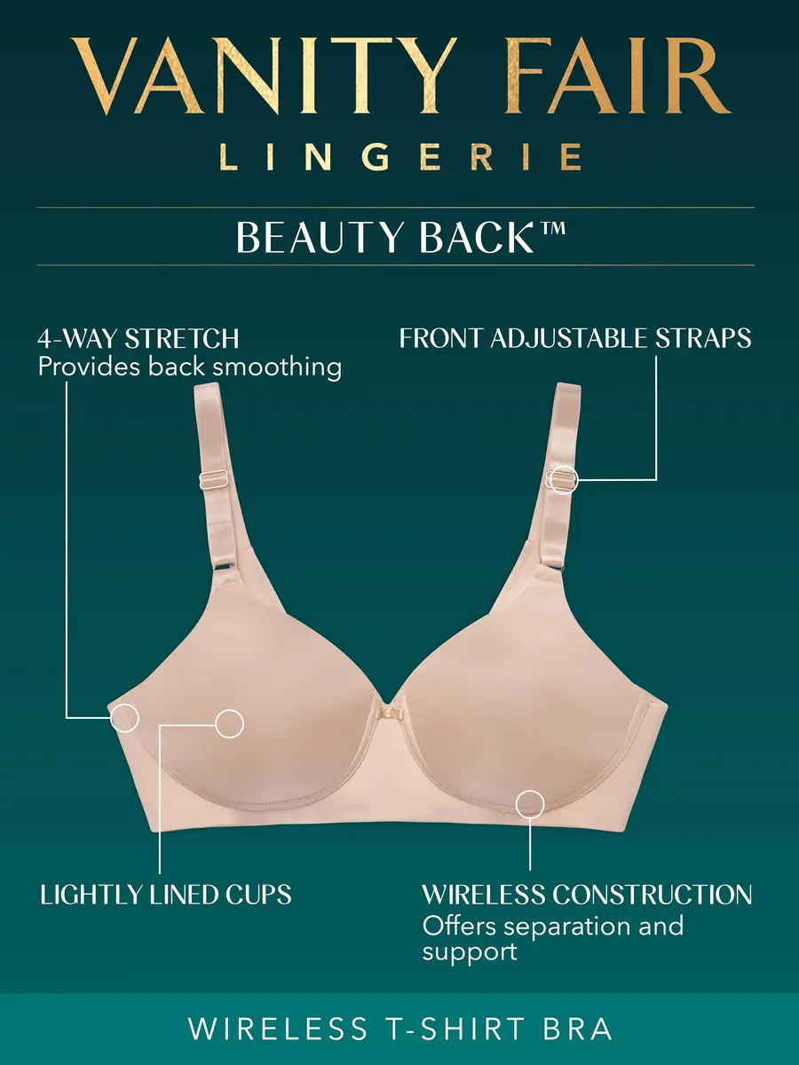 Vanity Fair Full Coverage Back Smoothing Bra 34B | 4-Way Stretch, Lightly Lined, Wireless - view 4