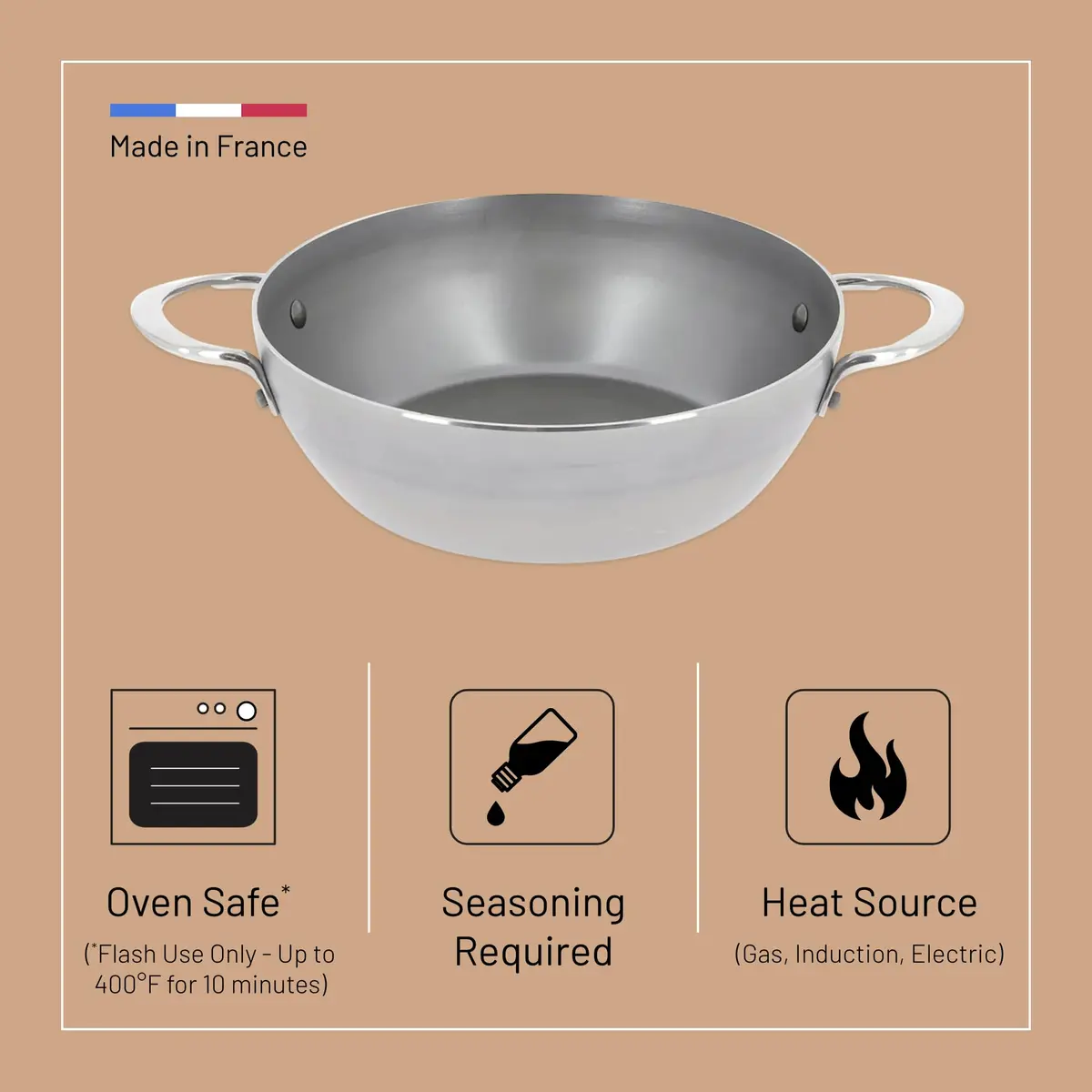 de Buyer Mineral B Carbon Steel Fry Pan 12.5” | Naturally Non-Stick French Cookware - view 4