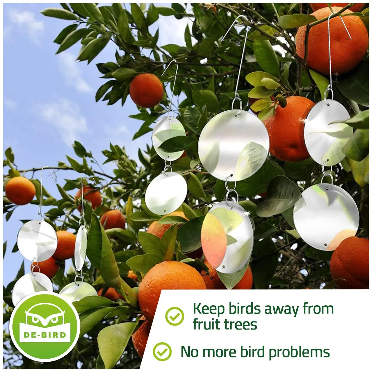 De-Bird Reflective Hanging Discs 8 Pack | Outdoor Garden Decor with Swivel Hooks - view 4