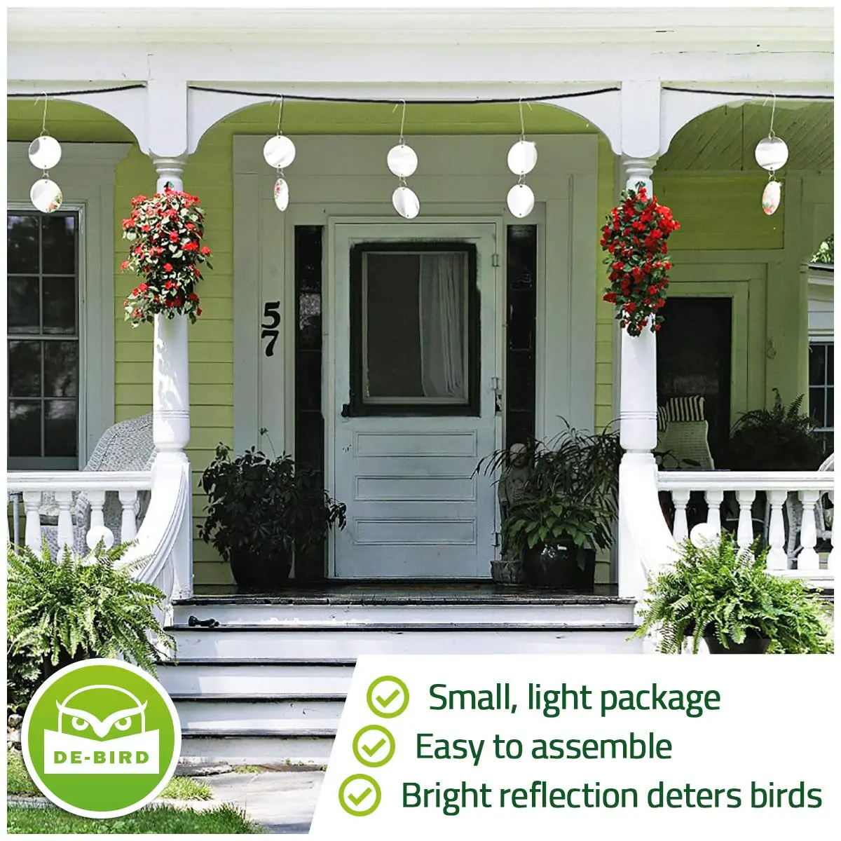 De-Bird Reflective Hanging Discs 8 Pack | Outdoor Garden Decor with Swivel Hooks - view 5